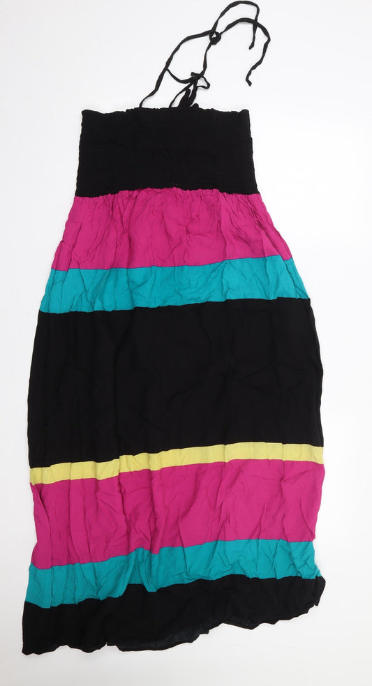 Per Una Womens Multicoloured Striped Polyester Maxi Size S Halter Pullover