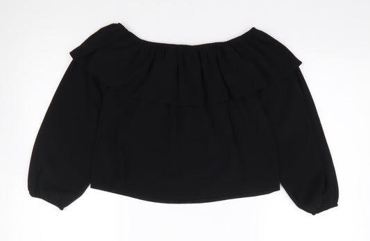 Womens UK Size 8 New Look Black Cropped Blouse