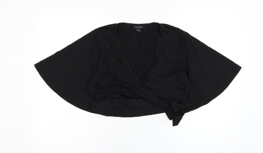 Womens UK Size 14 New Look Black Wrap Blouse