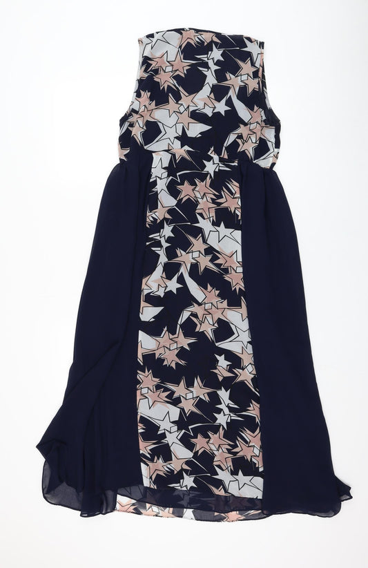 Mint Velvet Womens Blue Polyester Fit & Flare Size 8 Round Neck Pullover