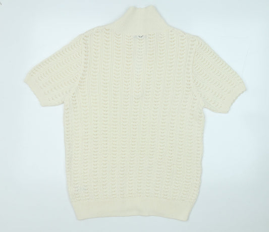 TU Womens Yellow Collared Acrylic Pullover Jumper Size 14