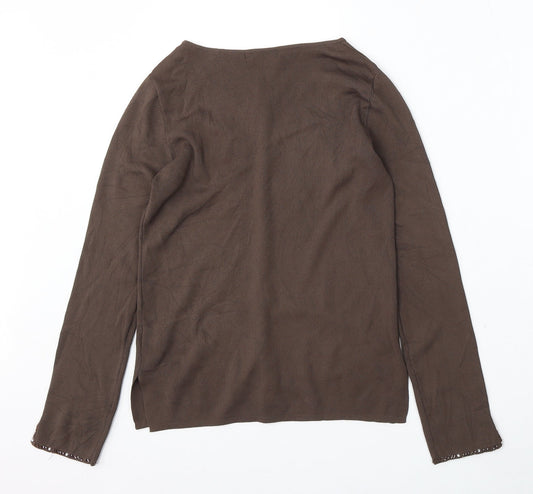 Womens UK Size M Sarah Dunnway Brown Cardigan Jumper