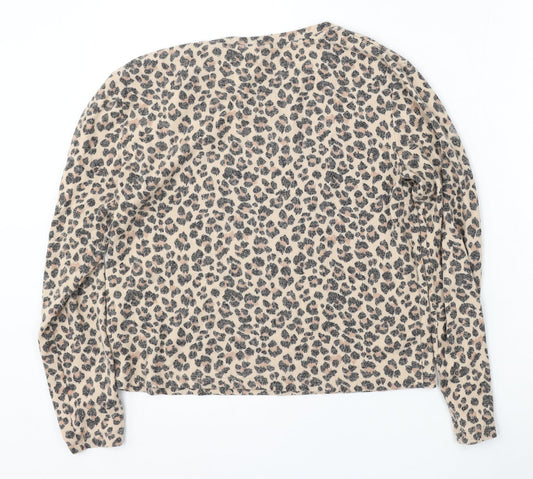 Divided by H&M Womens Multicoloured Round Neck Animal Print Viscose Pullover Jumper Size S