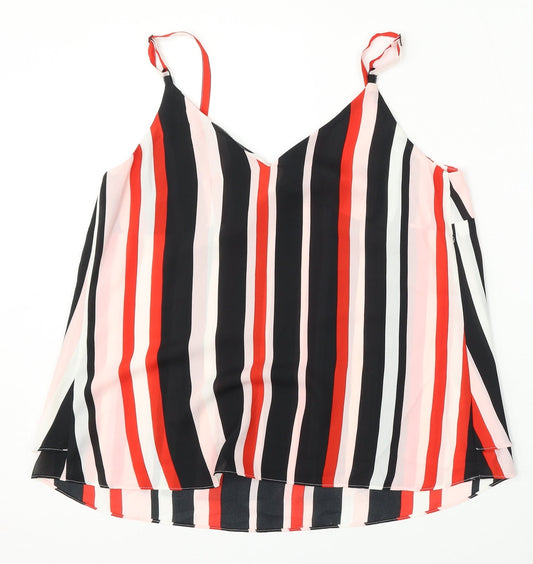 George Womens Multicoloured Striped Polyester Basic Blouse Size 10 Round Neck