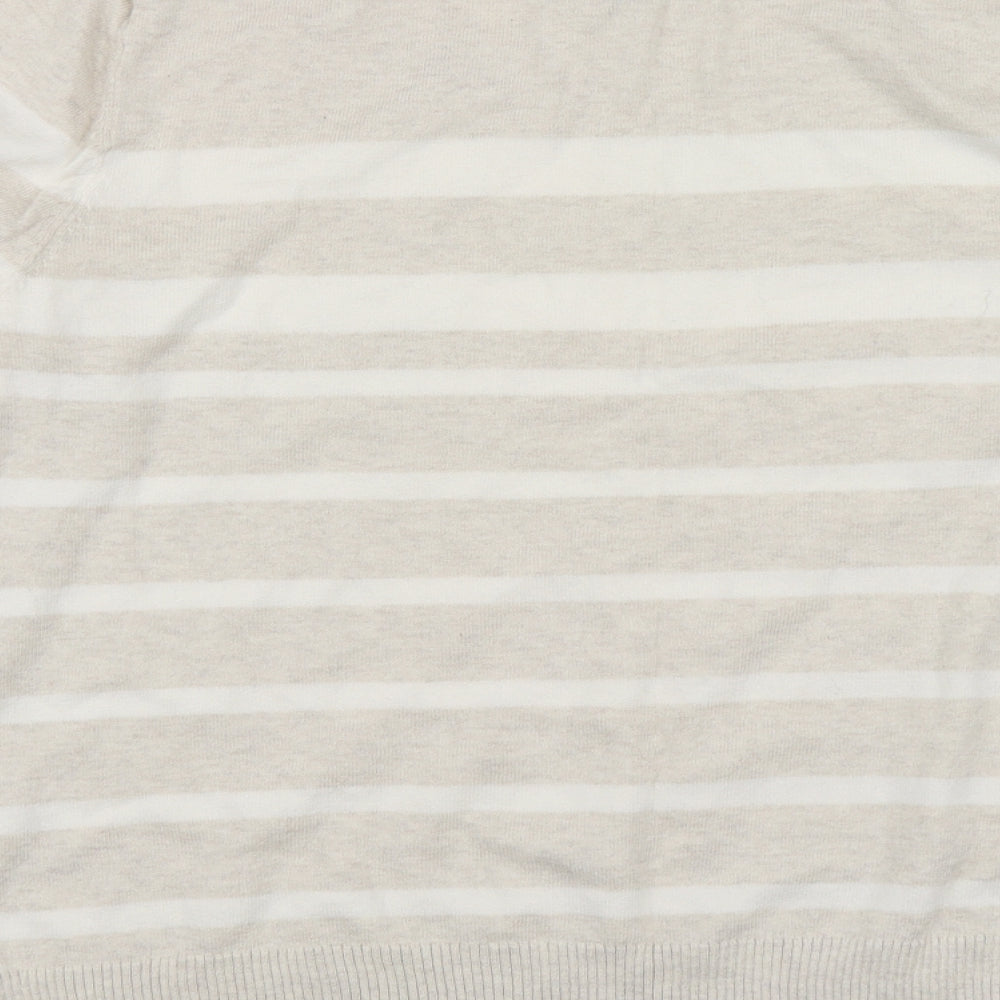 Gap Womens Beige Round Neck Striped Cotton Pullover Jumper Size XL