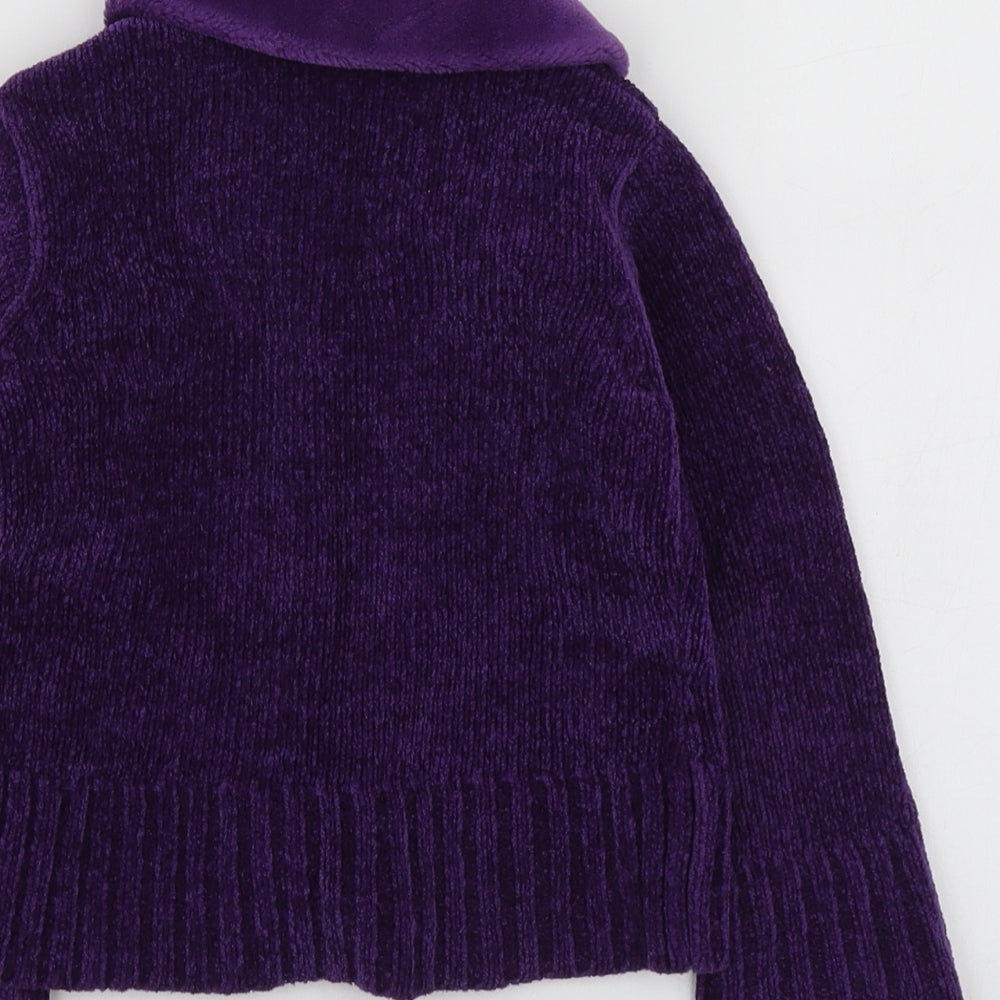 Adams Girls Purple Round Neck Acrylic Cardigan Jumper Size 3 Years