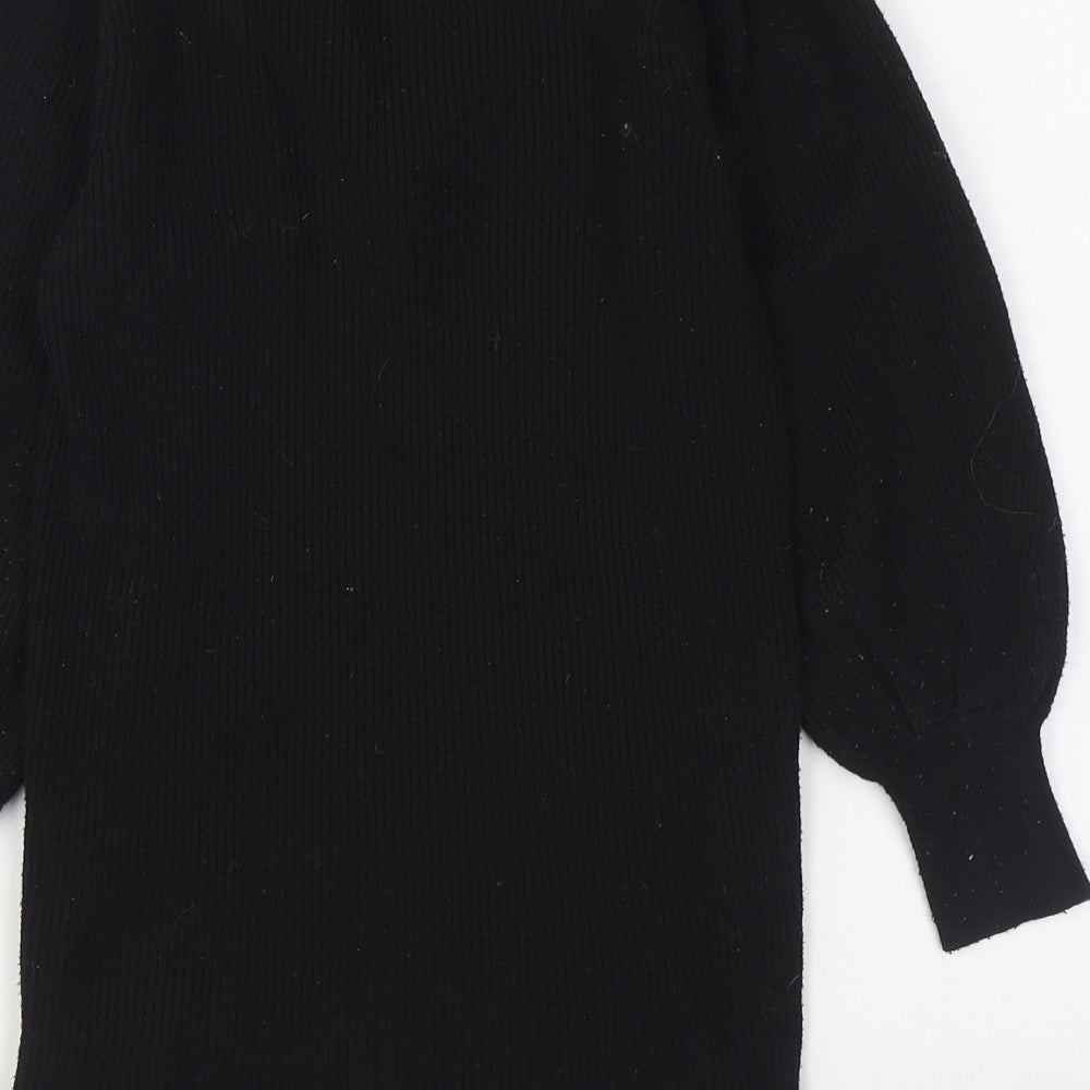 Dunnes Girls Black V-Neck Polyester Pullover Jumper Size 10-11 Years Pullover