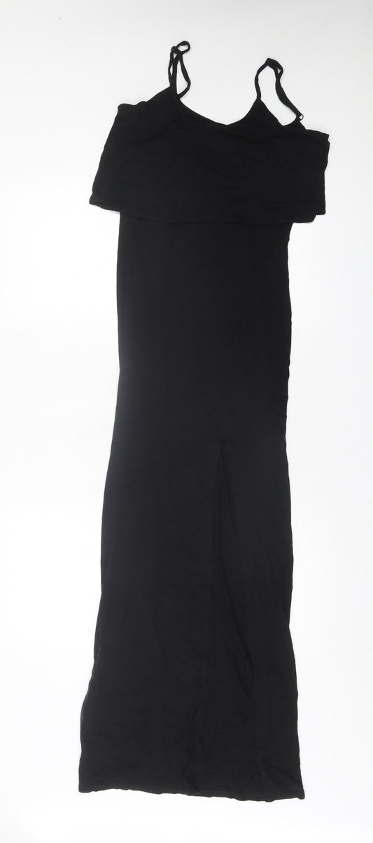 Love Womens Black Viscose A-Line Size M Square Neck Pullover
