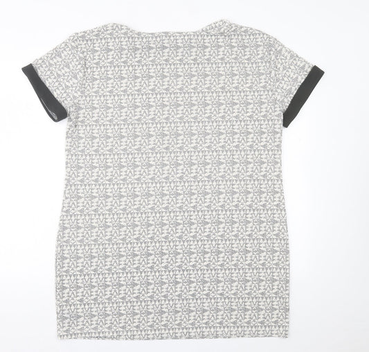 NEXT Womens Grey Geometric Polyester A-Line Size 18 Crew Neck Pullover