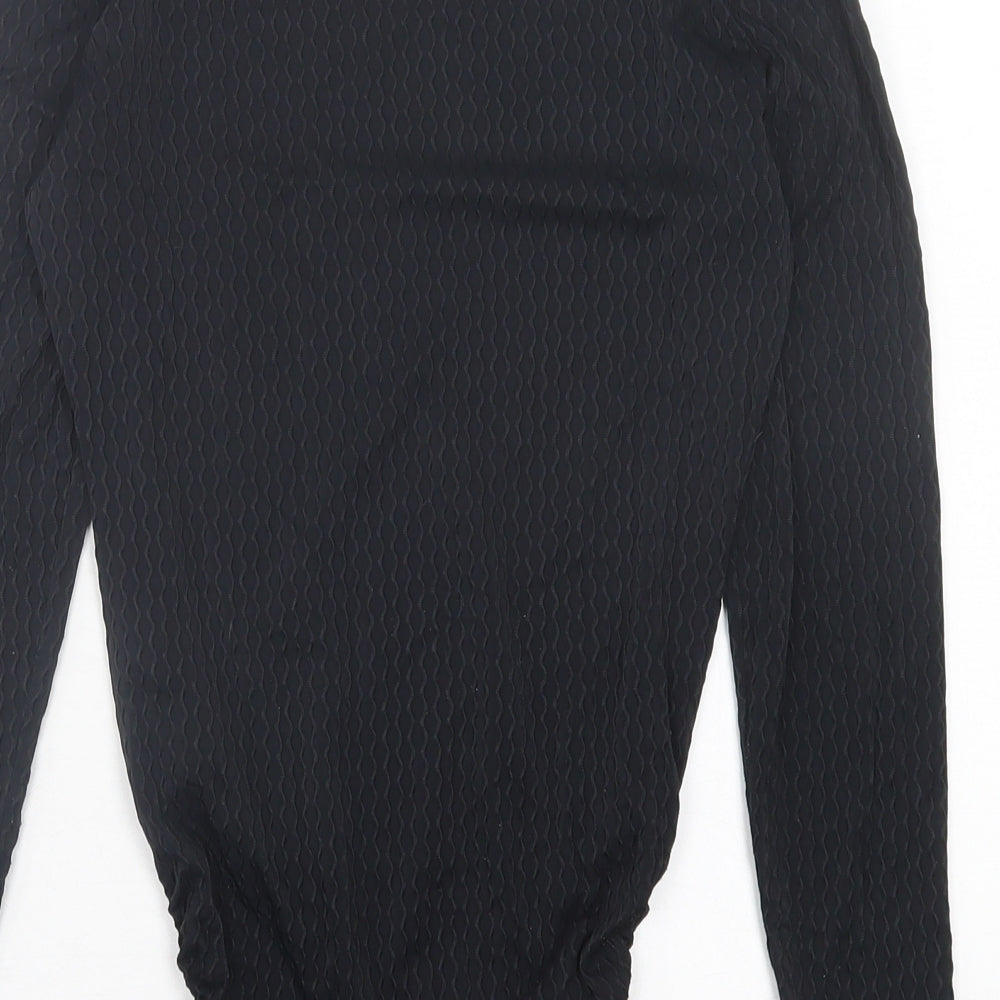 St.Micheal Womens Black Nylon Bodysuit One-Piece Size 12 Button