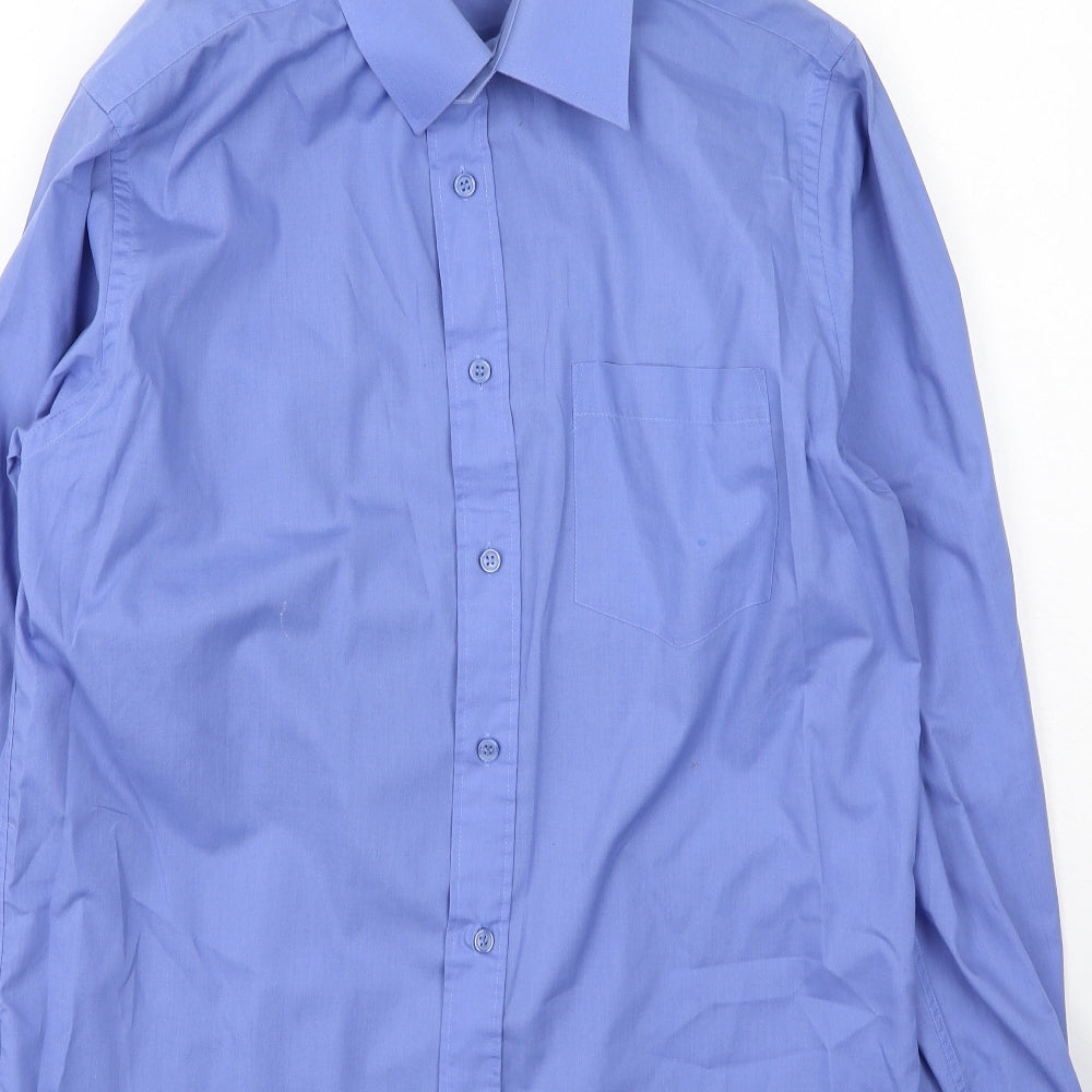 Mens UK Size 38 Dunnes Stores Blue Button-Up Long Sleeve Casual Shirt