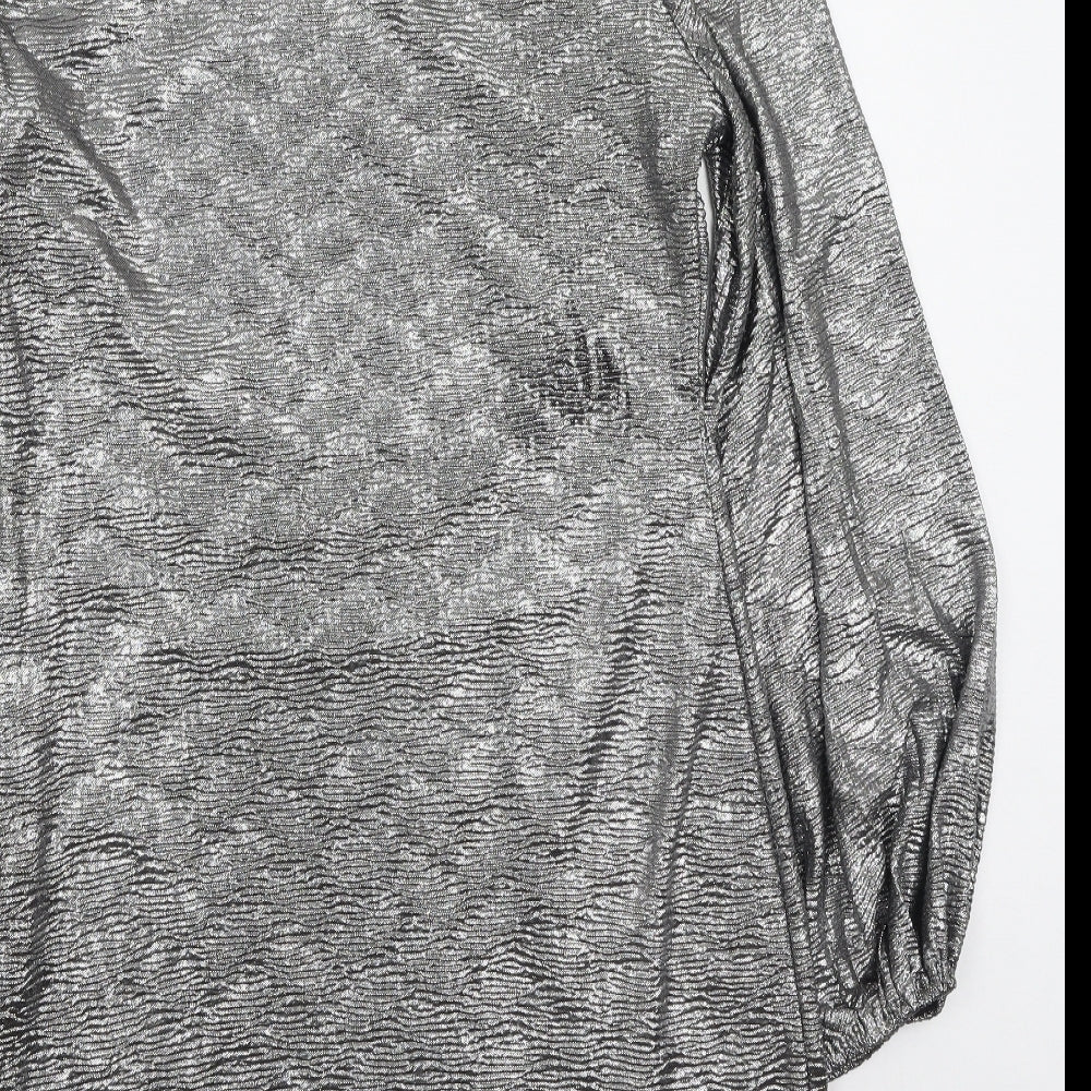 Oasis Womens Silver Polyester Bodycon Size L Round Neck