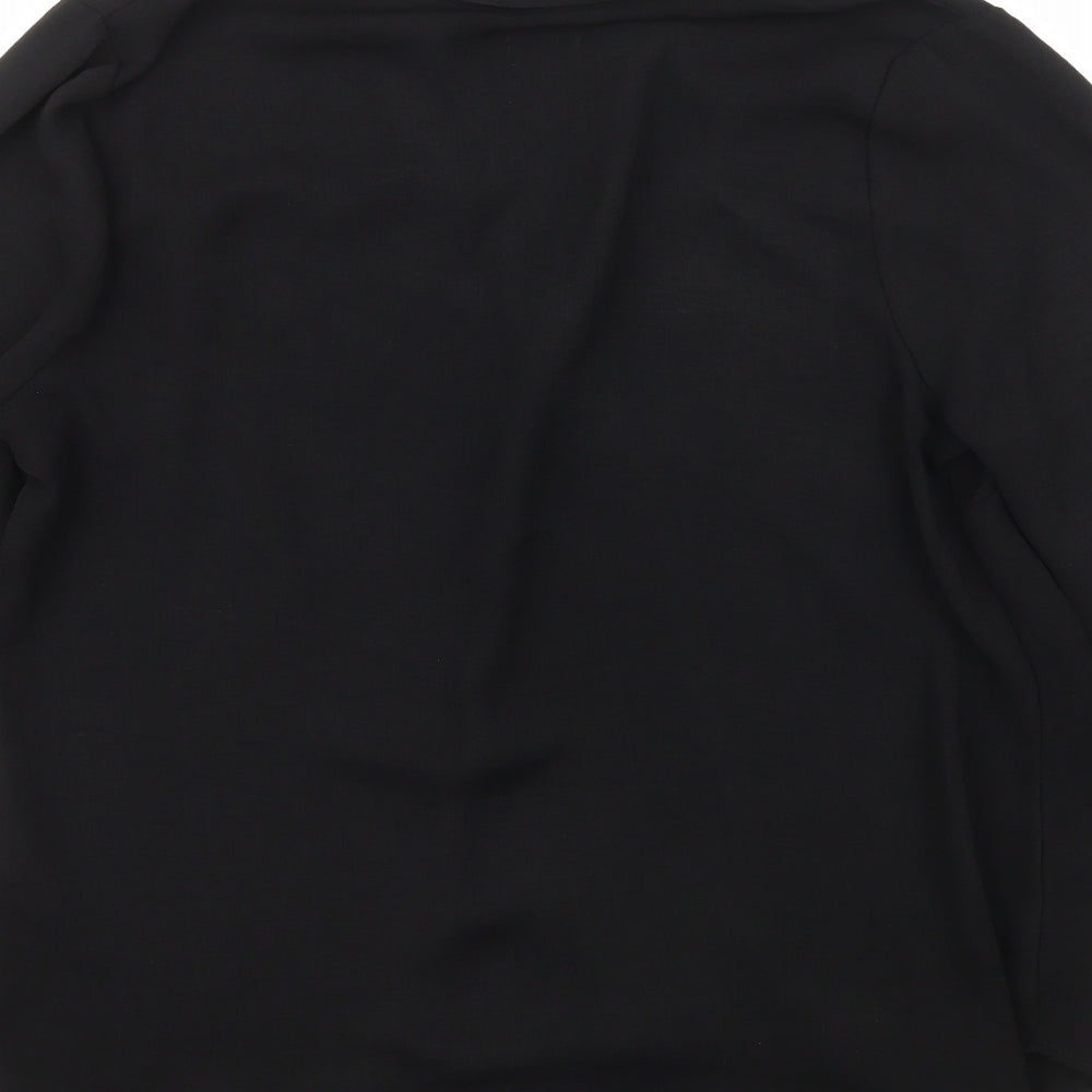 Papaya Womens Black Polyester Basic Blouse Size 14 Collared