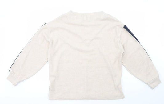 F&F Womens Beige Crew Neck Polyester Pullover Jumper Size M