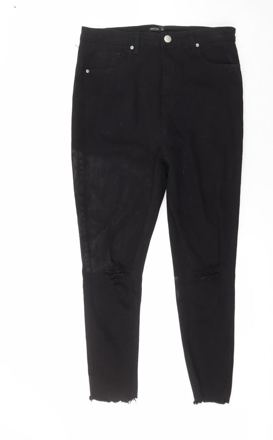Womens UK Size 12 Nasty Gal Regular Fit Straight Black Jeans