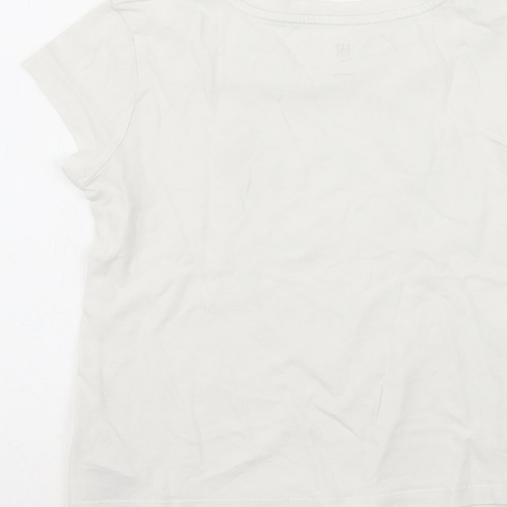 Gap Girls White Polyester Pullover T-Shirt Size S Crew Neck - Lama