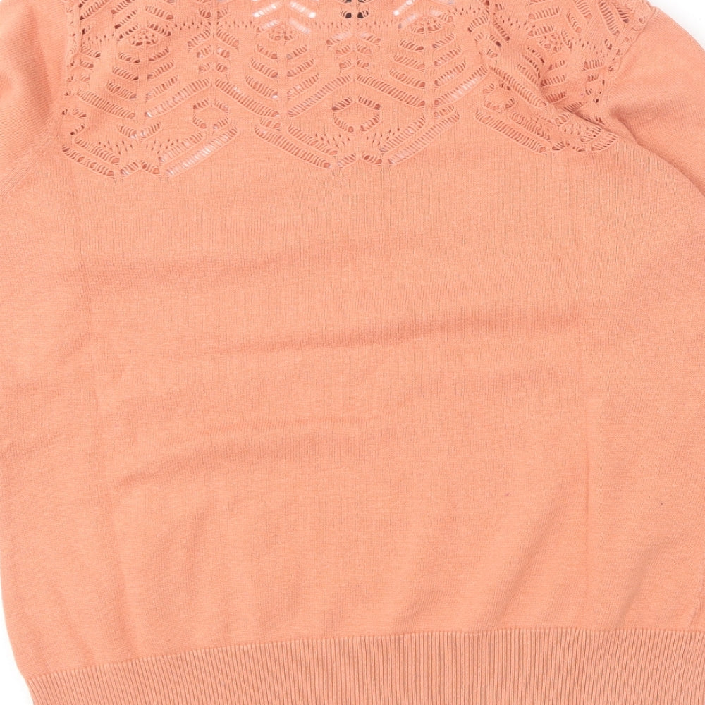 Nanette Lepore Womens Orange Round Neck Cotton Pullover Jumper Size M