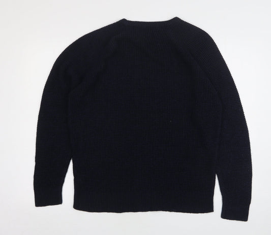 Pep&Co Mens Blue Round Neck Acrylic Pullover Jumper Size L