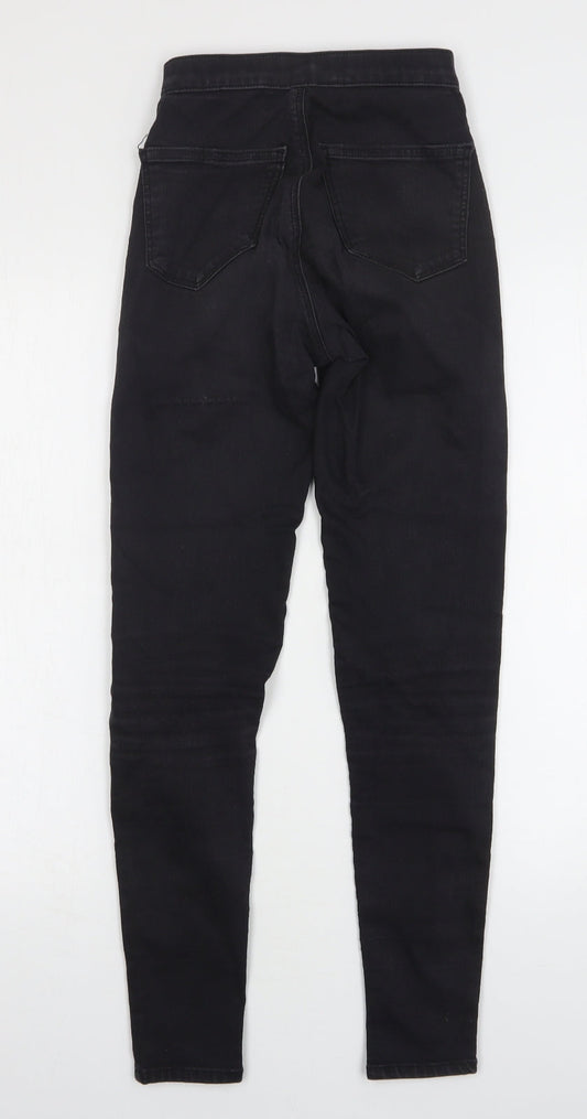 Topshop Womens Black Cotton Skinny Jeans Size 24 in L29 in Regular