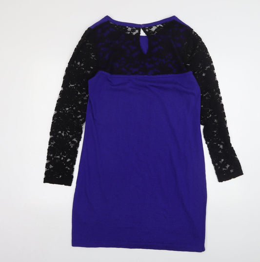 Almost Famous Womens Purple Acrylic Jumper Dress Size XL Round Neck