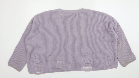 Womens UK Size M New Look Purple Pullover Jumper