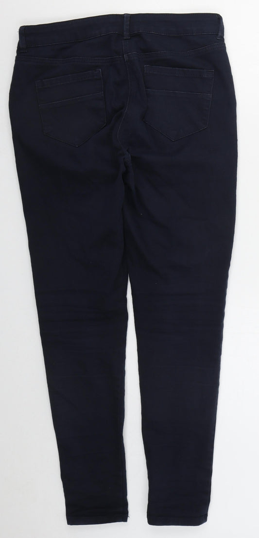 NEXT Womens Blue Cotton Skinny Jeans Size 10 L28 in Regular Button