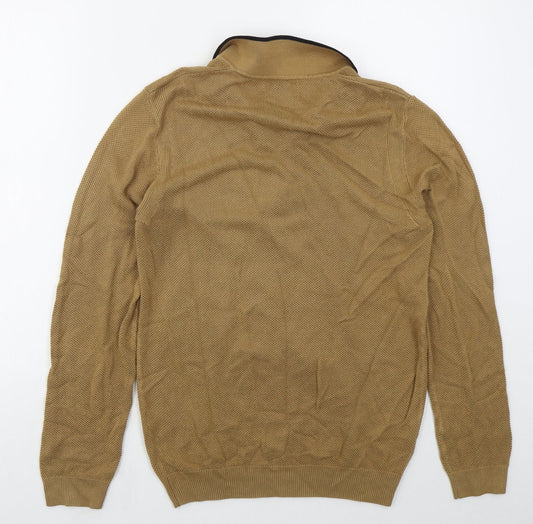 Topman Mens Brown Collared Viscose Pullover Jumper Size M