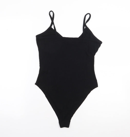 Primark Womens Black Polyester Bodysuit One-Piece Size S Snap - Ribber