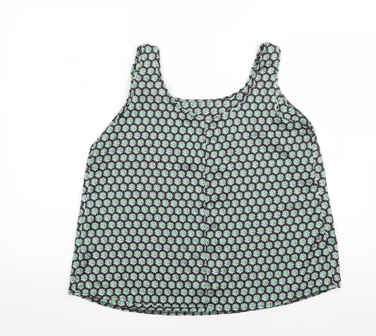 George Womens Green Floral Polyester Camisole Tank Size 12 Round Neck