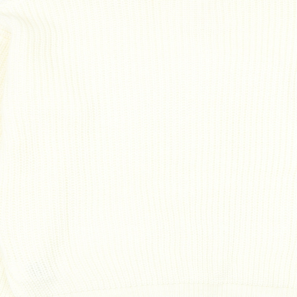 SheIn Womens Ivory V-Neck Acrylic Pullover Jumper Size 8