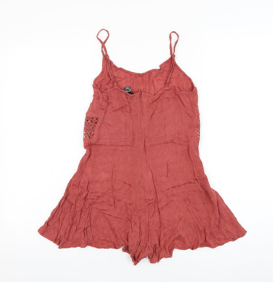 Primark Womens Red Viscose Playsuit One-Piece Size 6 L3 in Pullover