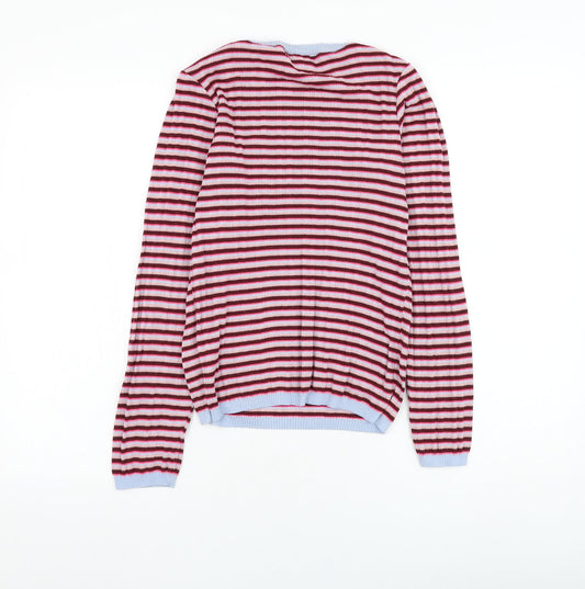 Primark Womens Purple Round Neck Striped Polyester Pullover Jumper Size 12