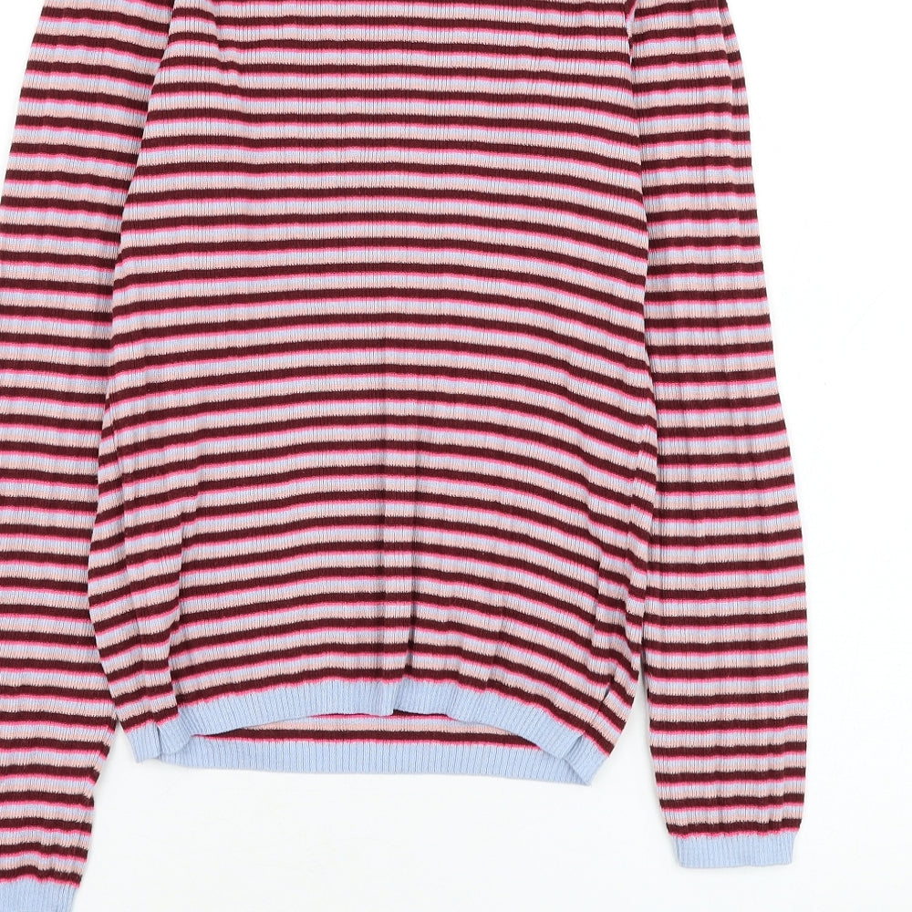 Primark Womens Purple Round Neck Striped Polyester Pullover Jumper Size 12
