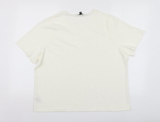 Love Knitwear Womens Ivory Round Neck Acrylic Pullover Jumper Size 22