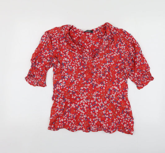 Womens UK Size M Dunnes Stores Red Basic Blouse