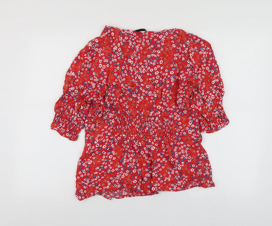 Womens UK Size M Dunnes Stores Red Basic Blouse