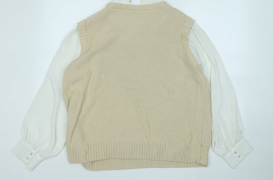 Womens UK Size L NEXT Beige Pullover Jumper