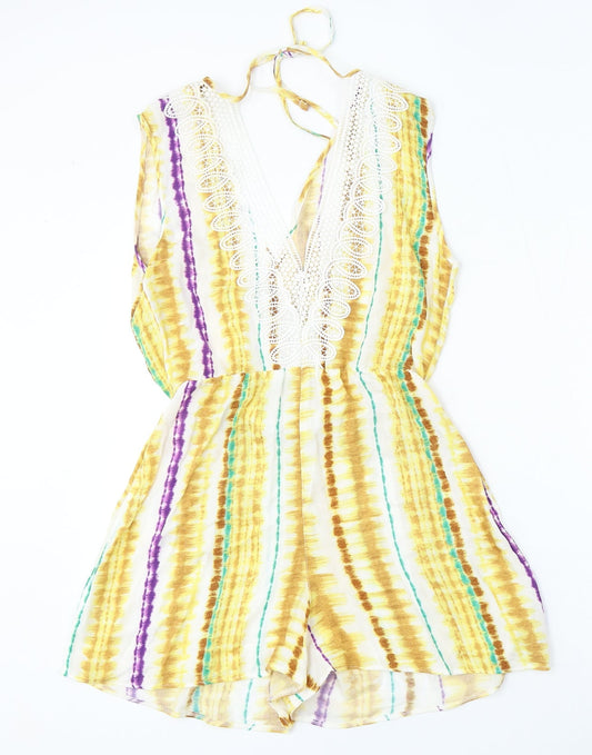 George Womens Multicoloured Geometric Viscose Playsuit One-Piece Size XS