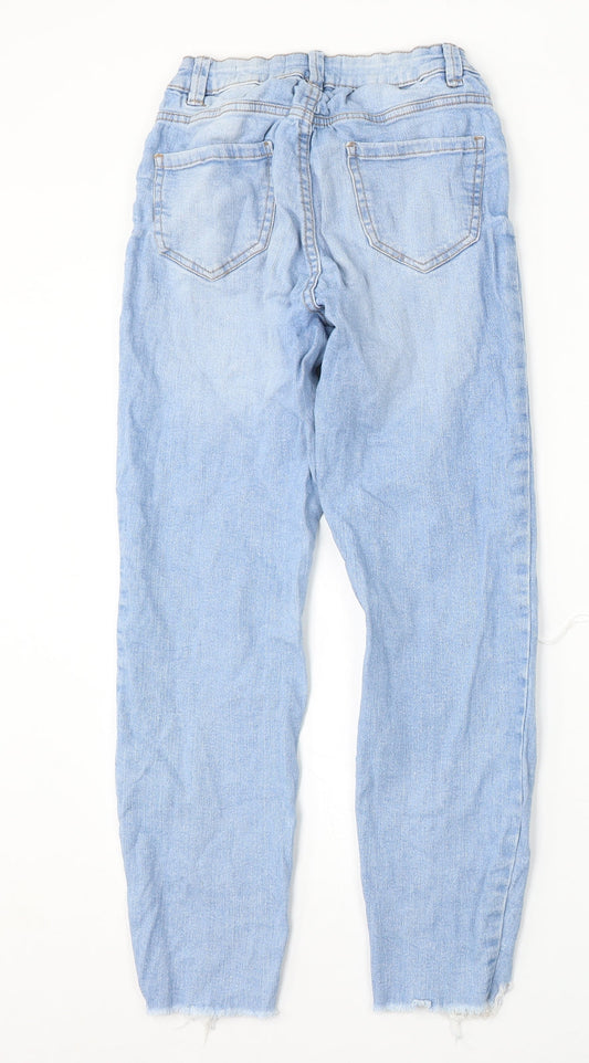 New Look Womens Blue Cotton Straight Jeans Size 8 L27 in Regular Button