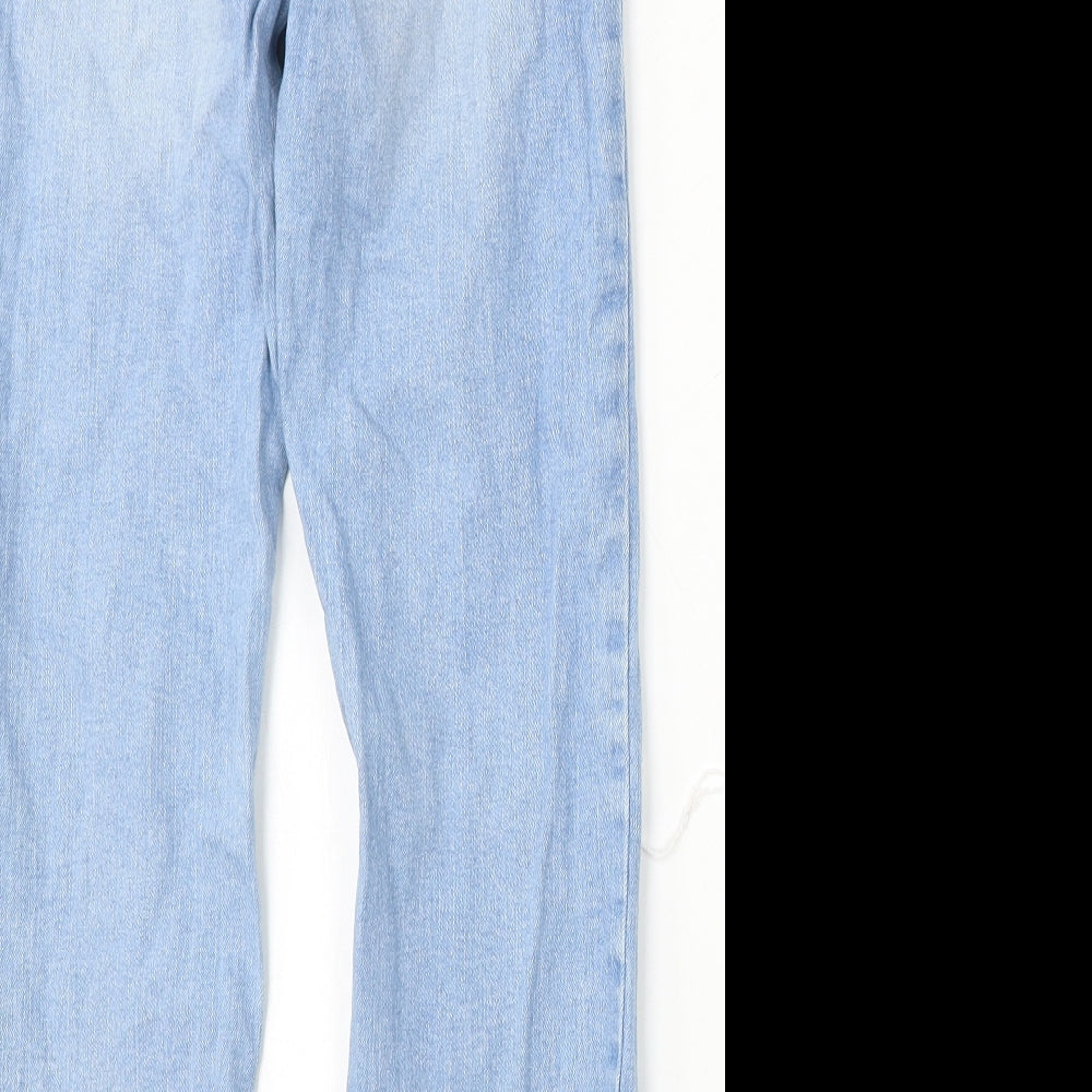 New Look Womens Blue Cotton Straight Jeans Size 8 L27 in Regular Button