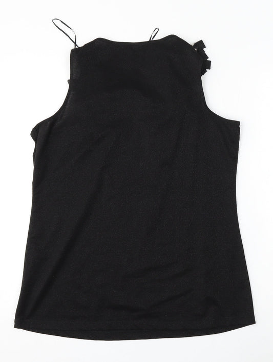 George Womens Black Polyester Basic Blouse Size 16 Round Neck