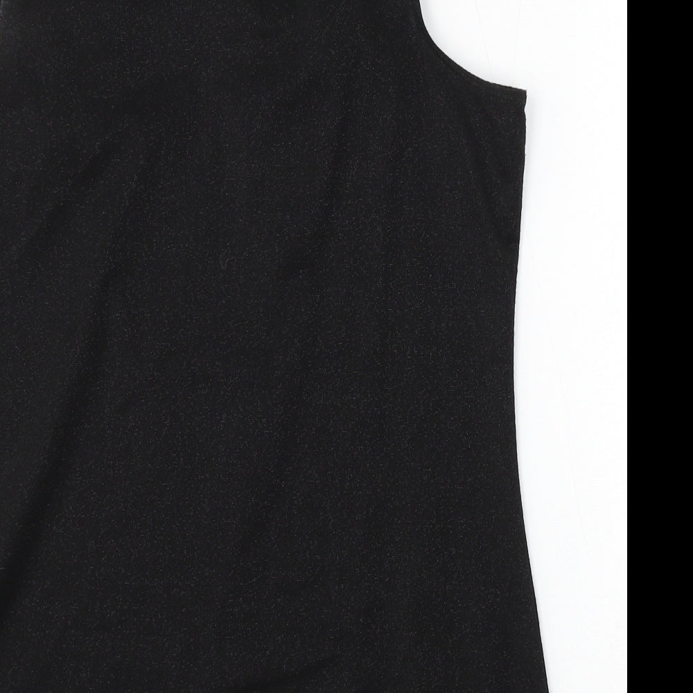 George Womens Black Polyester Basic Blouse Size 16 Round Neck