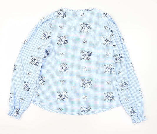 Womens UK Size S Pieces Blue Basic Blouse