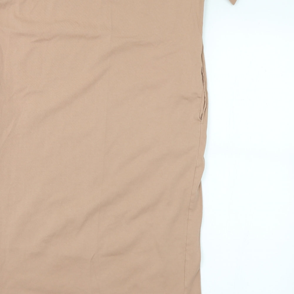 H&M Womens Brown Cotton T-Shirt Dress Size XS Crew Neck