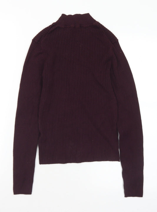 Primark Womens Purple Mock Neck Viscose Pullover Jumper Size 10 - 10-12