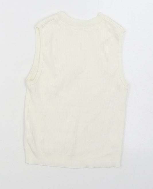 Primark Womens White Round Neck Polyester Vest Jumper Size S