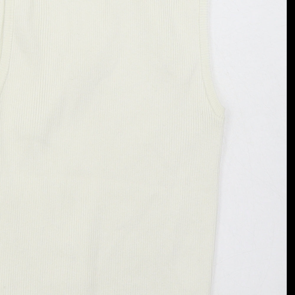 Primark Womens White Round Neck Polyester Vest Jumper Size S