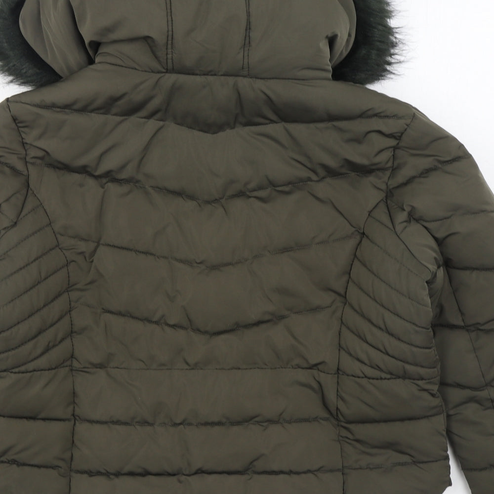 Primark Womens Green Parka Coat Size L Zip