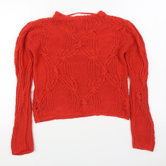 Primark Womens Red Round Neck Acrylic Pullover Jumper Size S