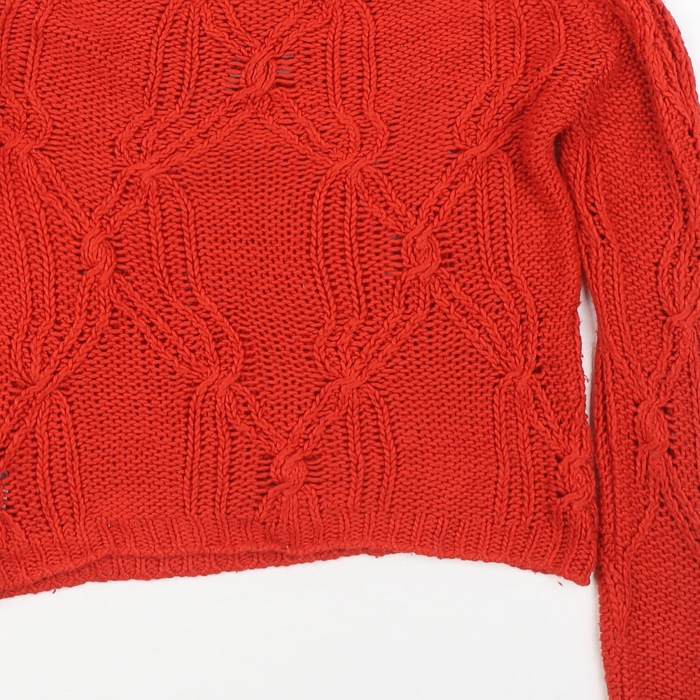 Primark Womens Red Round Neck Acrylic Pullover Jumper Size S